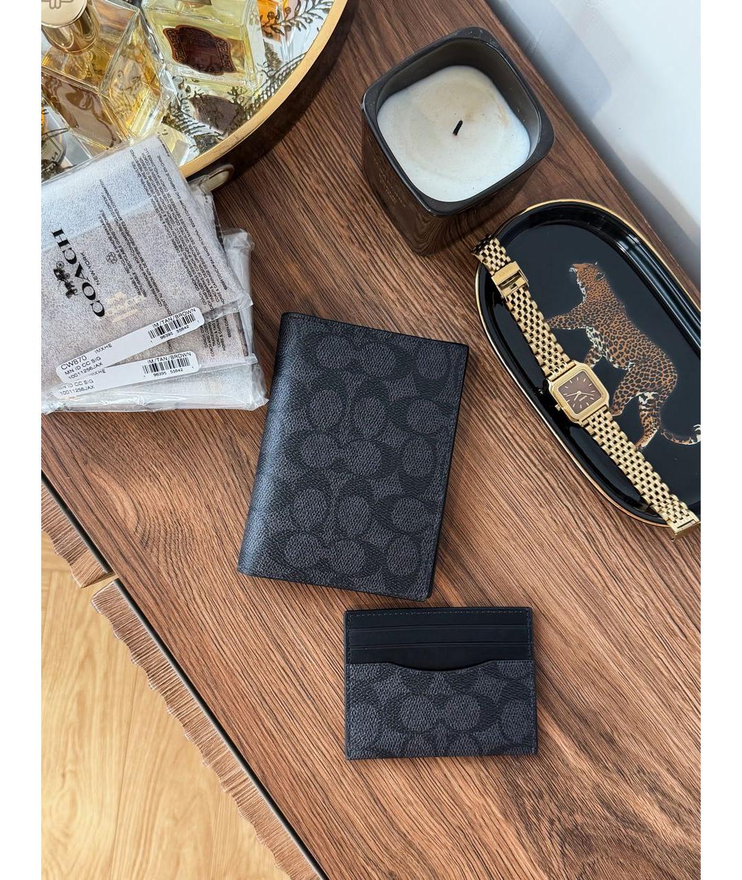 COACH Черный кожаный кардхолдер, фото 3