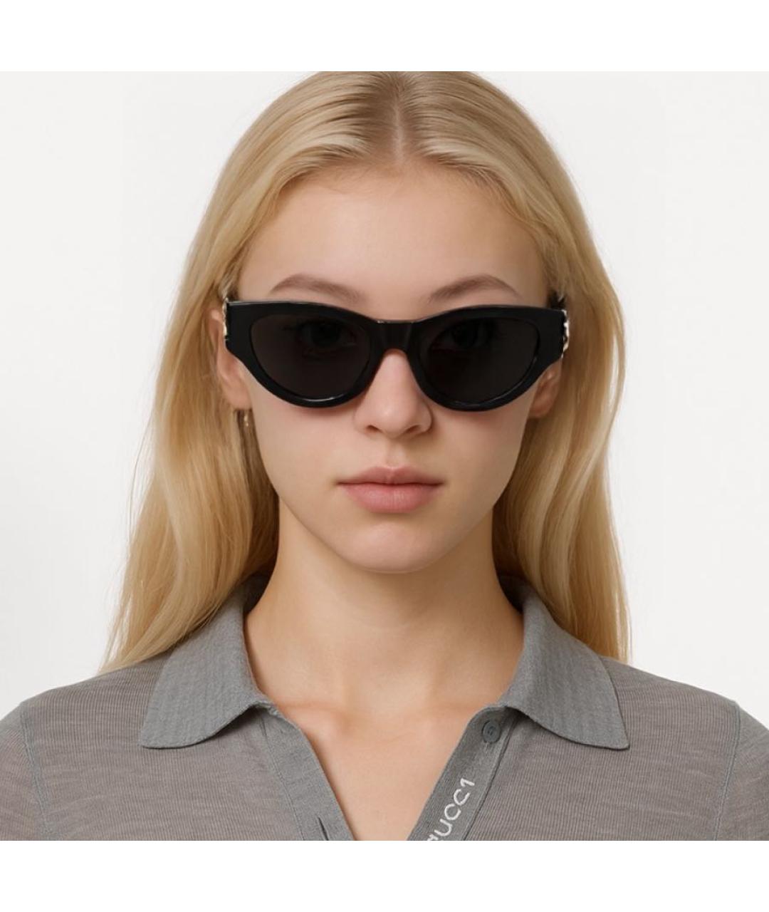 SAINT LAURENT Черные пластиковые солнцезащитные очки, фото 2