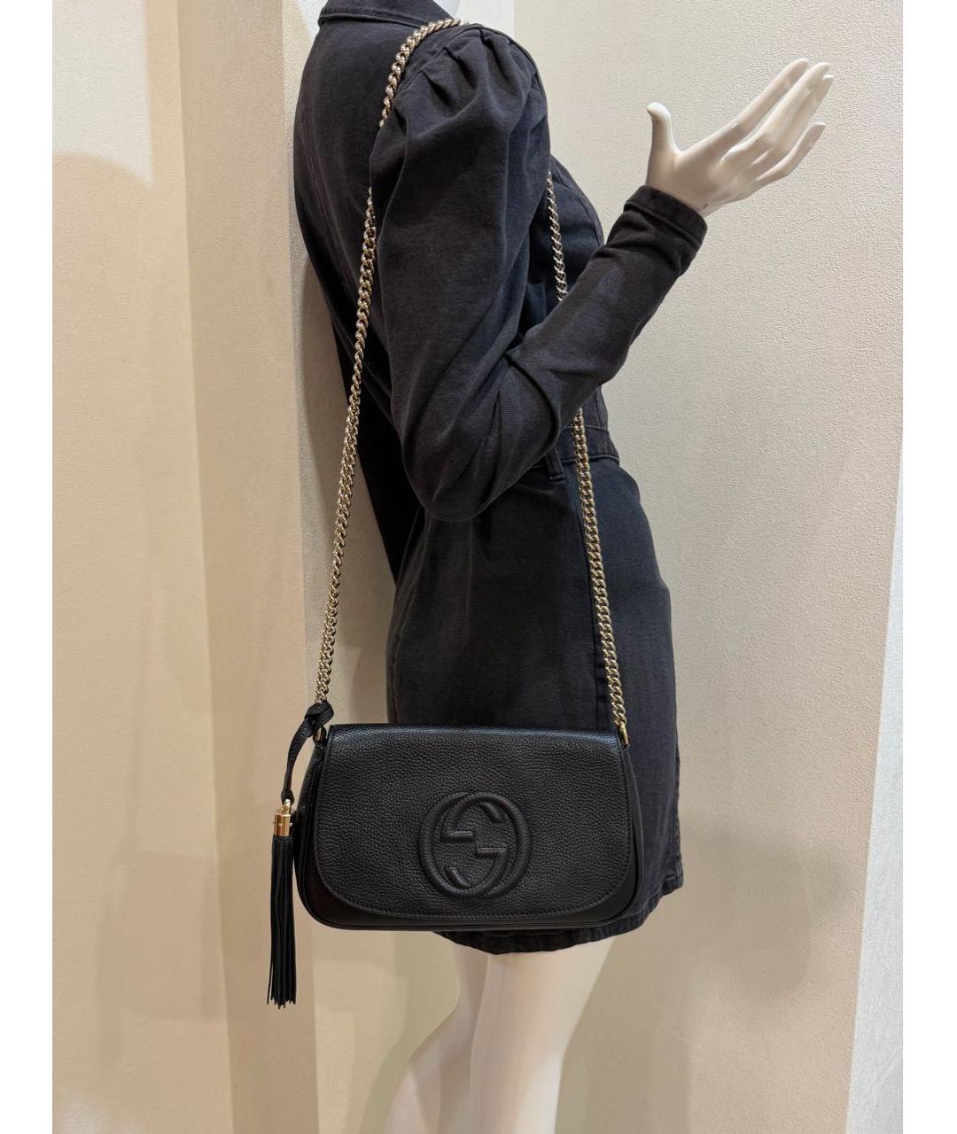 GUCCI Черная кожаная сумка через плечо, фото 4