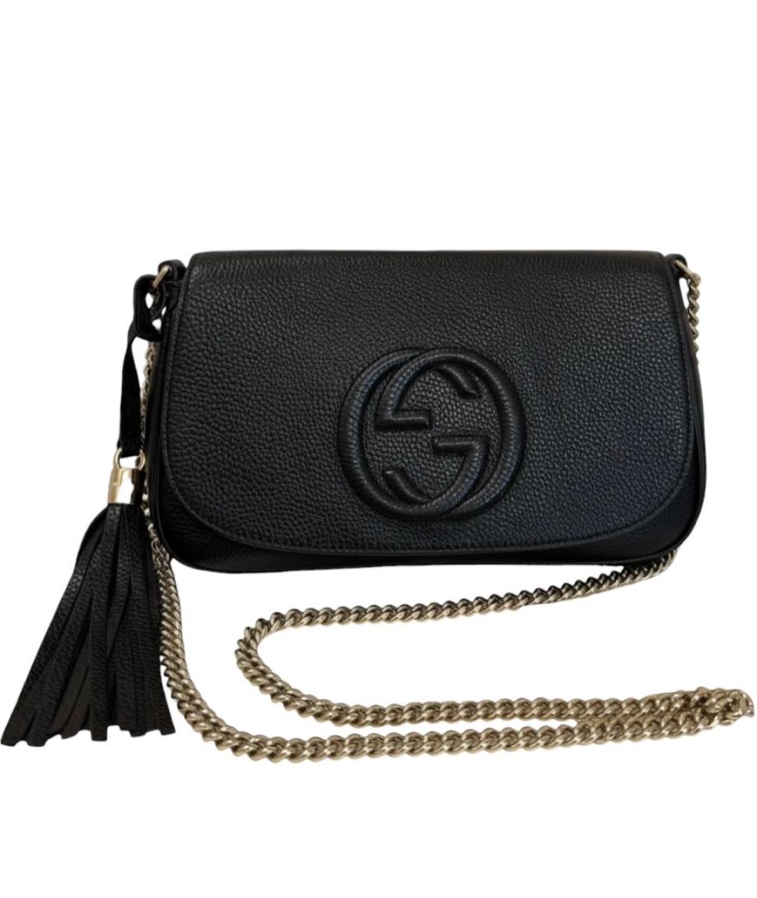 GUCCI Черная кожаная сумка через плечо, фото 9