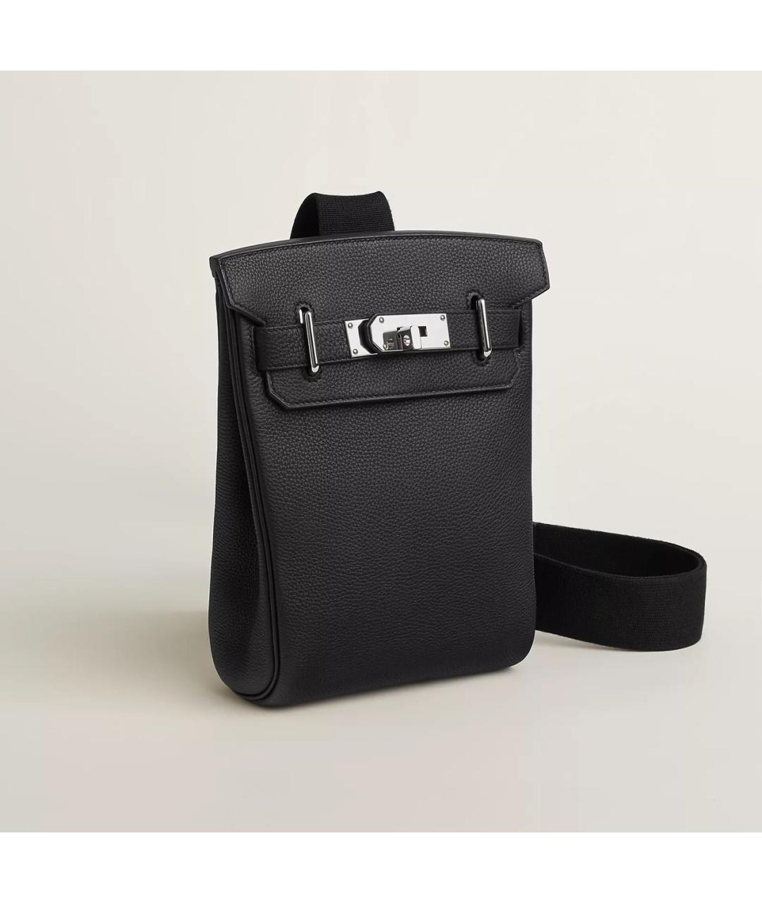 HERMES Черная кожаная сумка на плечо, фото 4