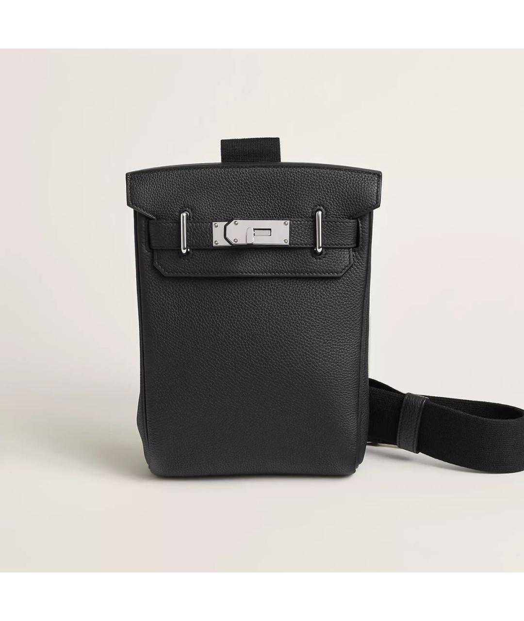 HERMES Черная кожаная сумка на плечо, фото 6