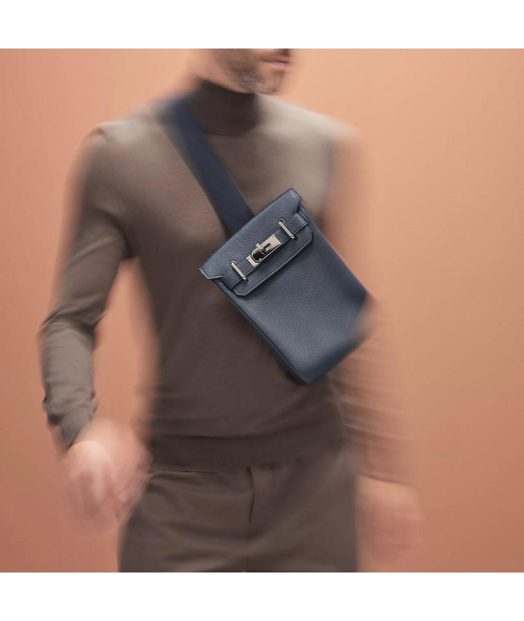 HERMES Черная кожаная сумка на плечо, фото 5