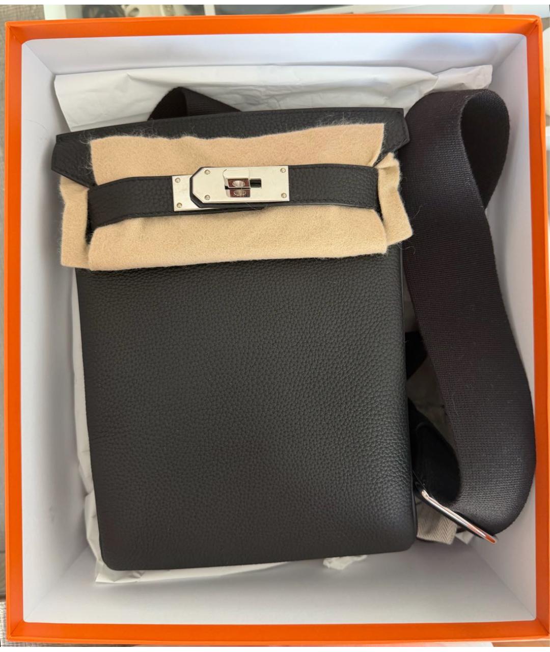 HERMES Черная кожаная сумка на плечо, фото 3