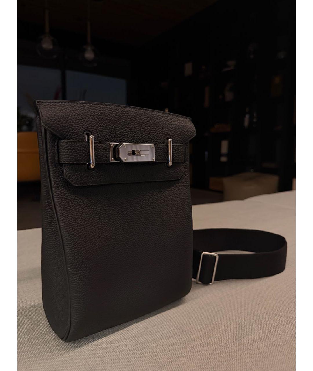 HERMES Черная кожаная сумка на плечо, фото 3