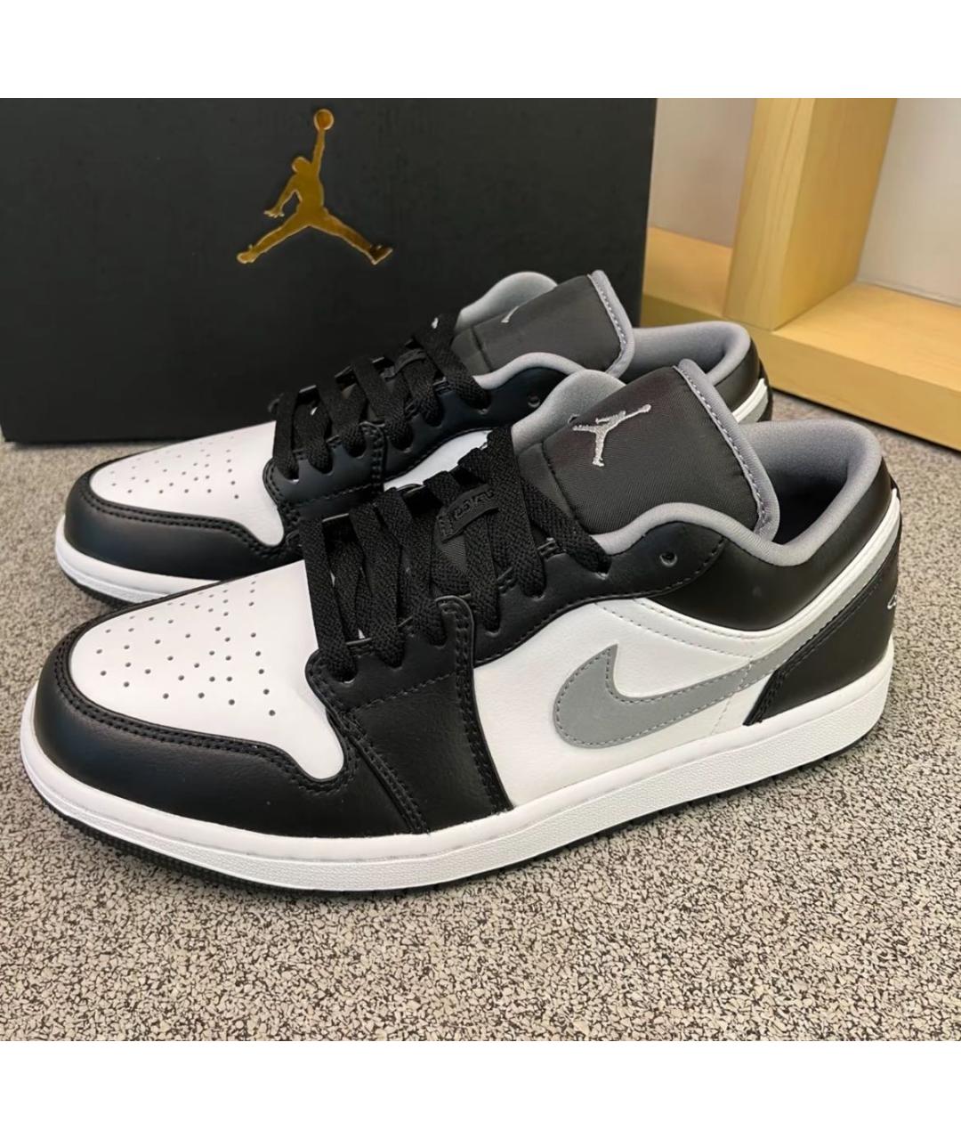 JORDAN Черные кожаные низкие кроссовки / кеды, фото 3