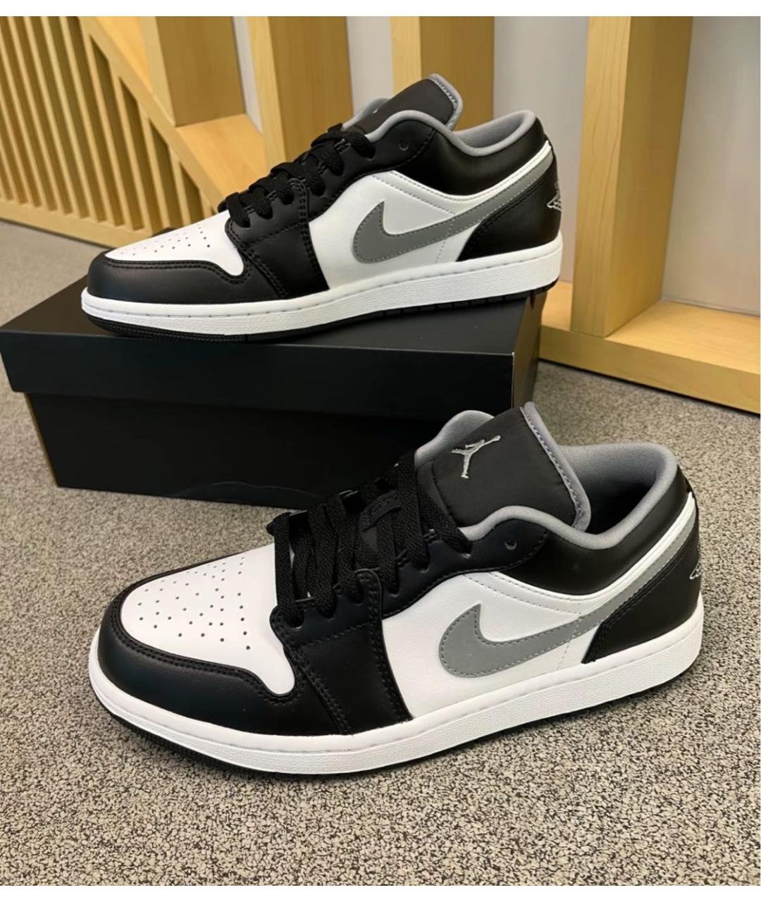 JORDAN Черные кожаные низкие кроссовки / кеды, фото 2