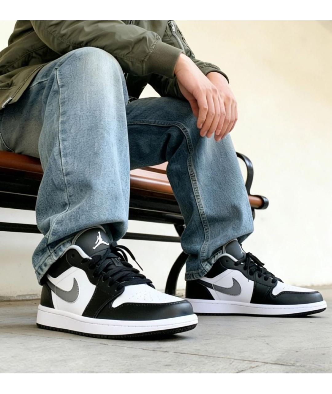 JORDAN Черные кожаные низкие кроссовки / кеды, фото 7