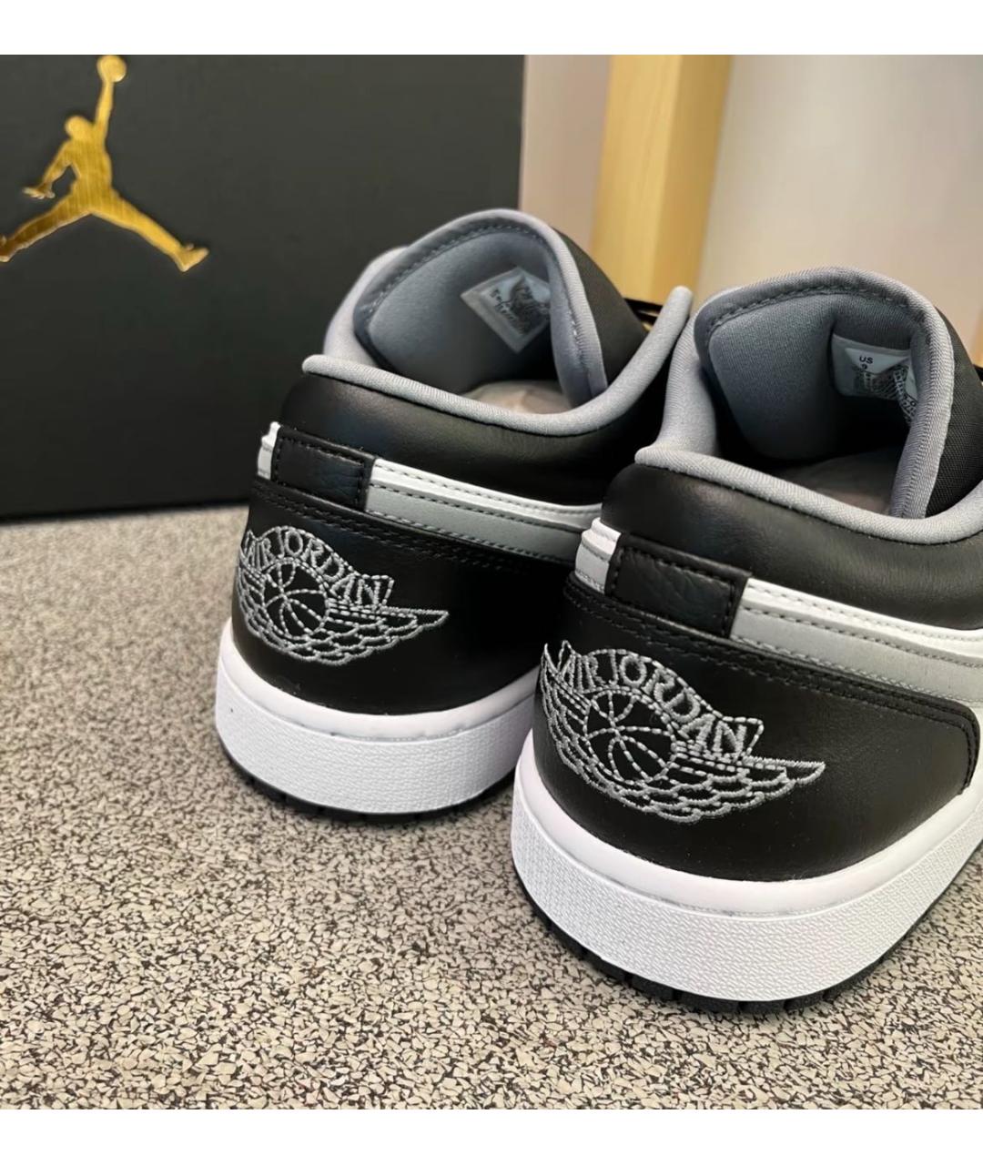 JORDAN Черные кожаные низкие кроссовки / кеды, фото 6