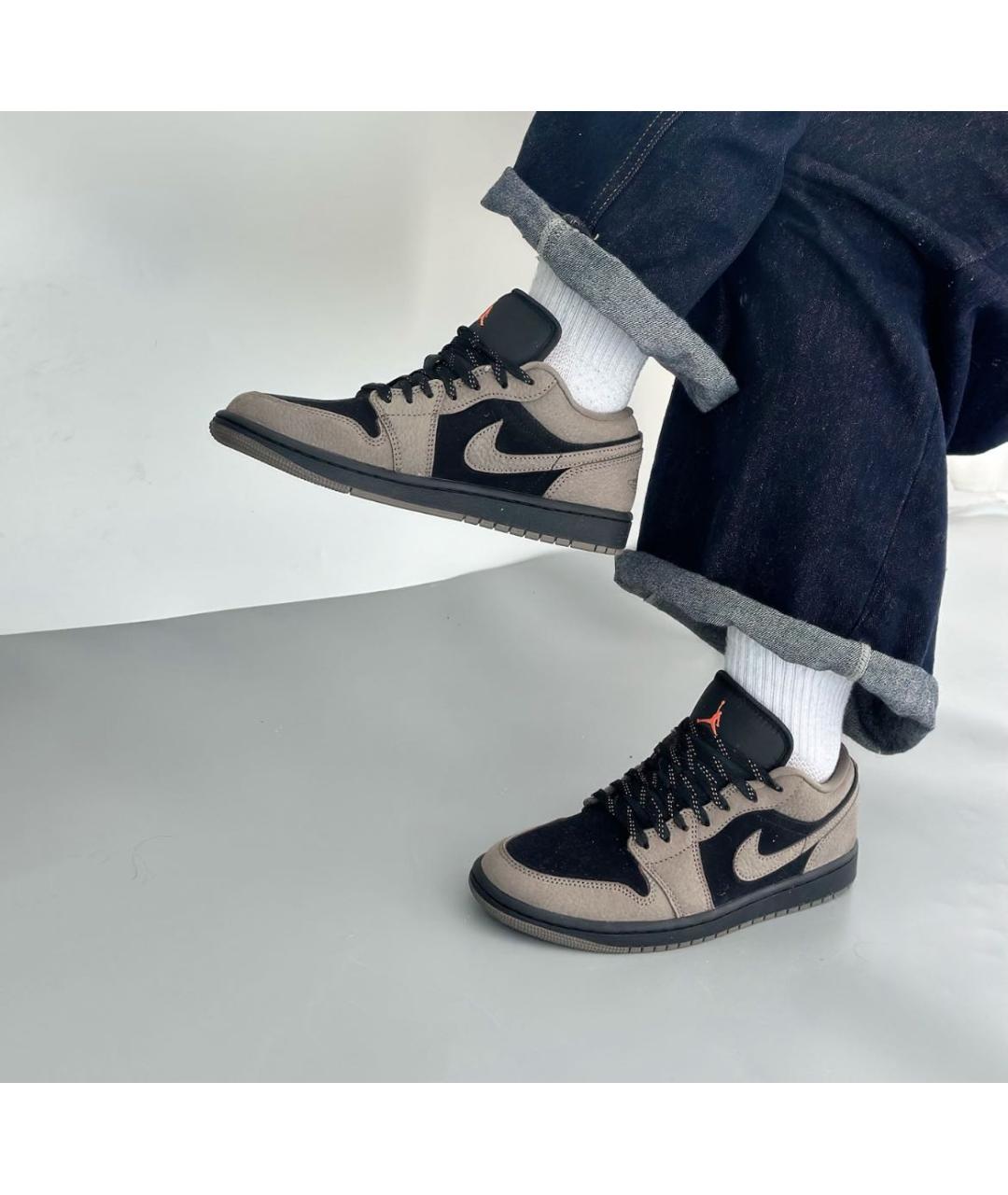 JORDAN Коричневые кожаные низкие кроссовки / кеды, фото 5