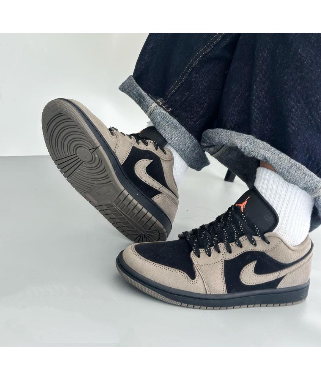 JORDAN Коричневые кожаные низкие кроссовки / кеды, фото 7