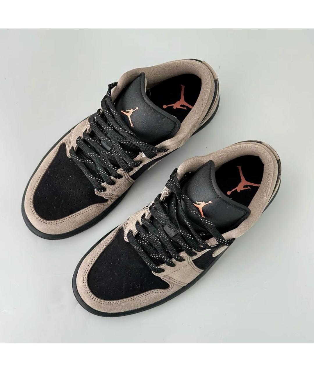 JORDAN Коричневые кожаные низкие кроссовки / кеды, фото 3