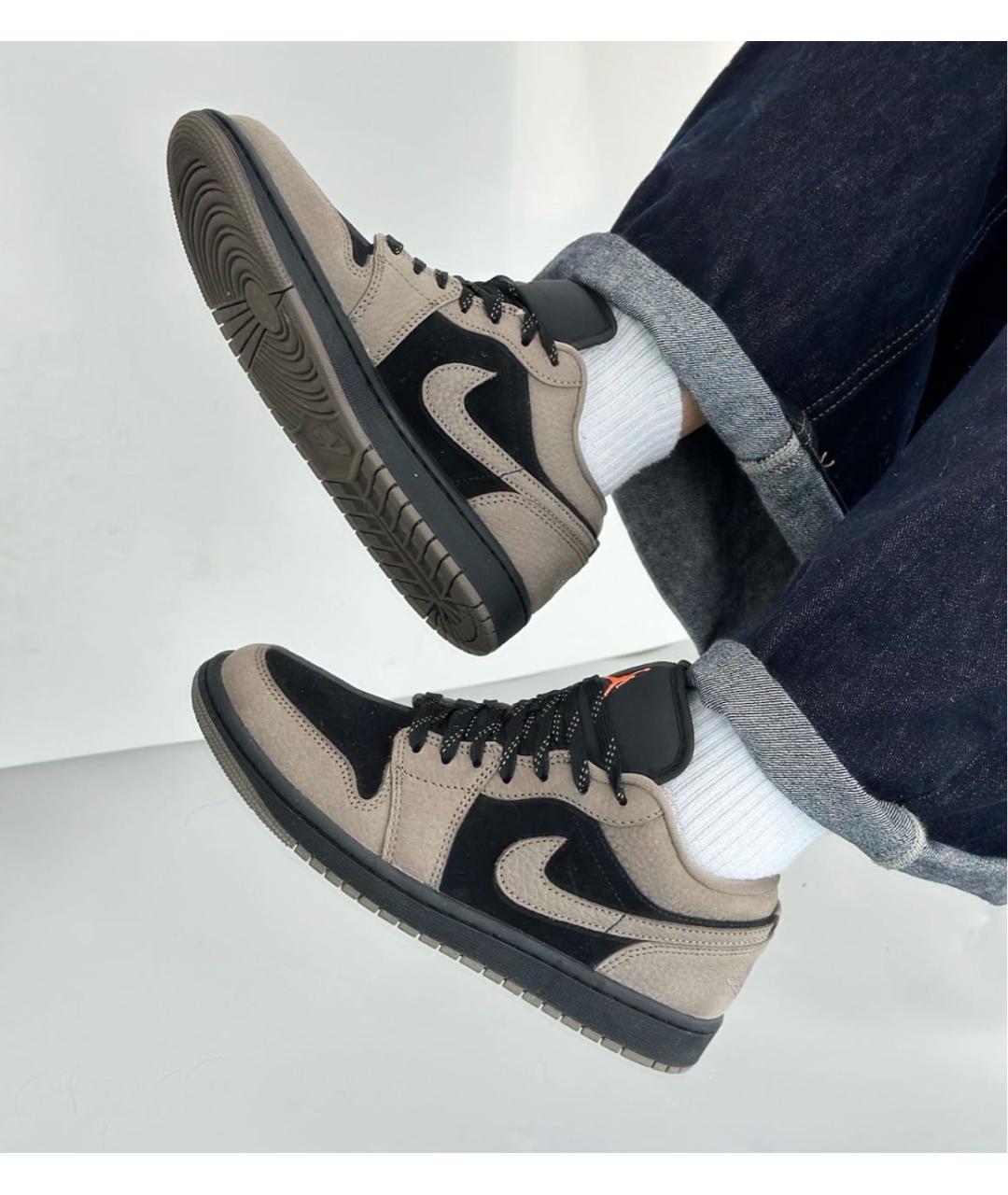 JORDAN Коричневые кожаные низкие кроссовки / кеды, фото 6