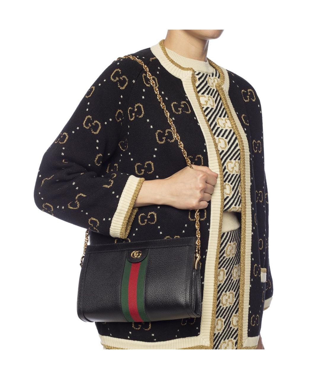 GUCCI Черная кожаная сумка через плечо, фото 9