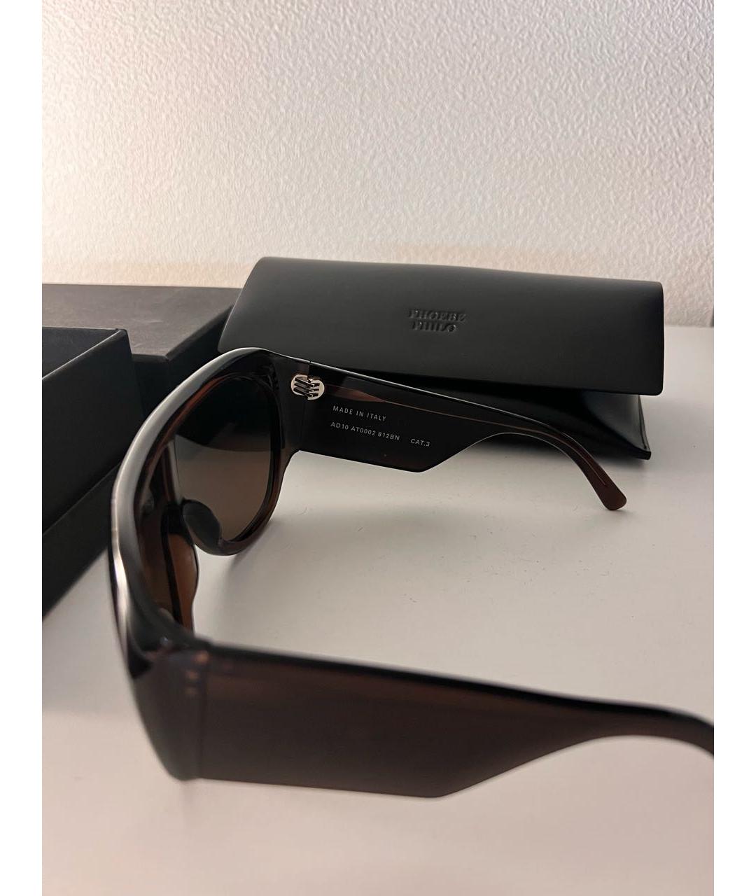 PHOEBE PHILO Коричневые пластиковые солнцезащитные очки, фото 6
