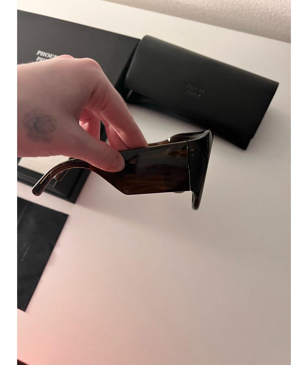 PHOEBE PHILO Коричневые пластиковые солнцезащитные очки, фото 8