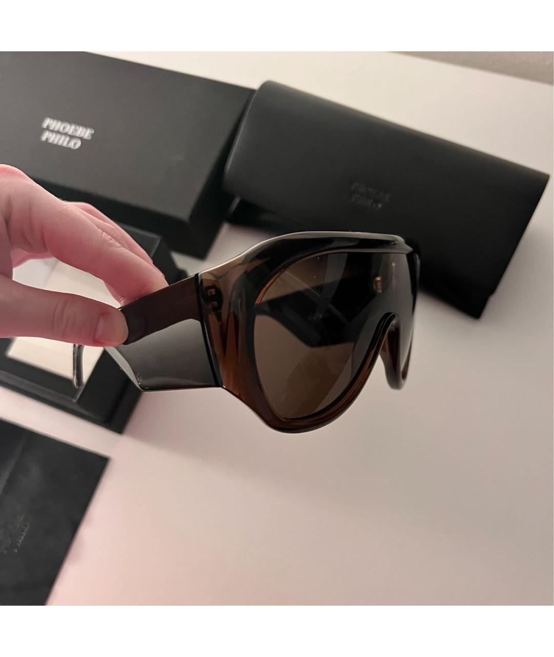 PHOEBE PHILO Коричневые пластиковые солнцезащитные очки, фото 2