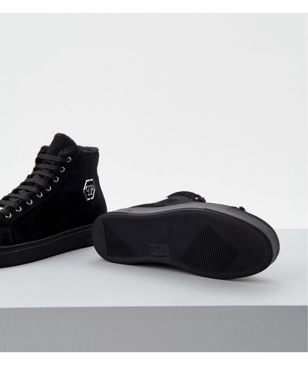 PHILIPP PLEIN Черные замшевые высокие кроссовки / кеды, фото 7
