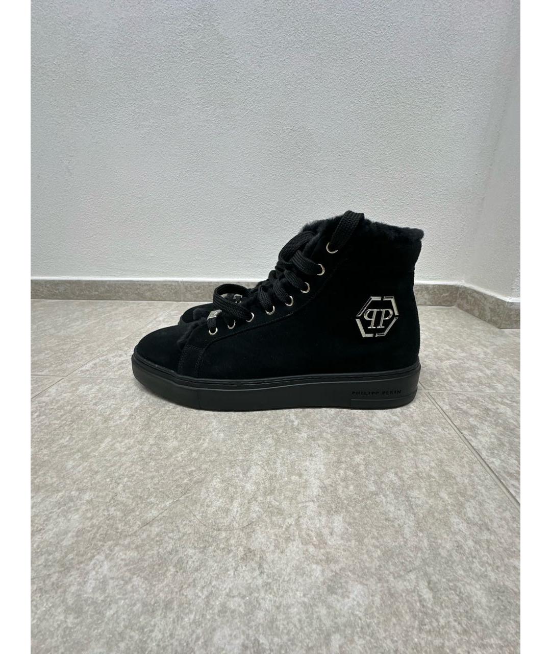 PHILIPP PLEIN Черные замшевые высокие кроссовки / кеды, фото 8