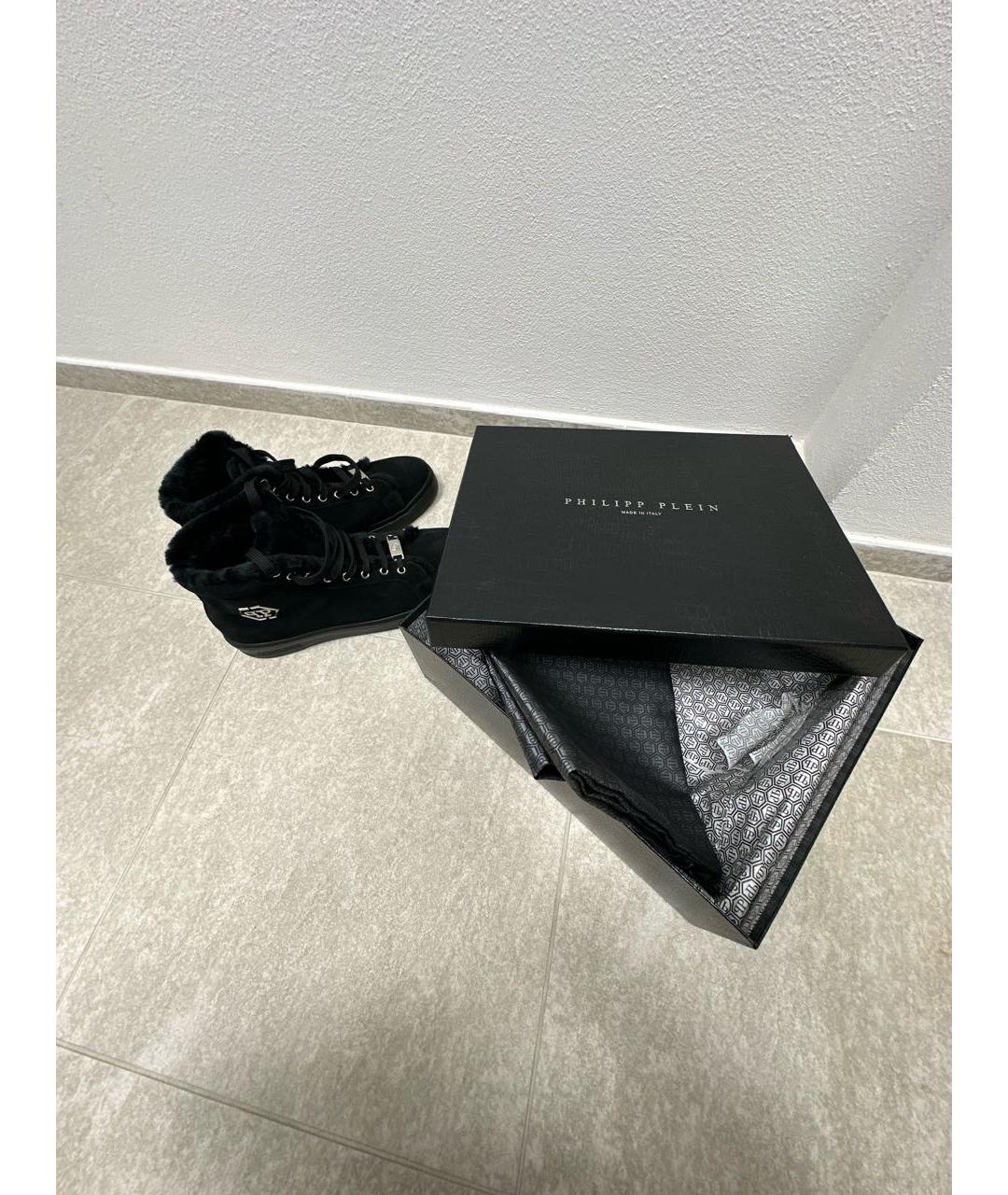 PHILIPP PLEIN Черные замшевые высокие кроссовки / кеды, фото 5