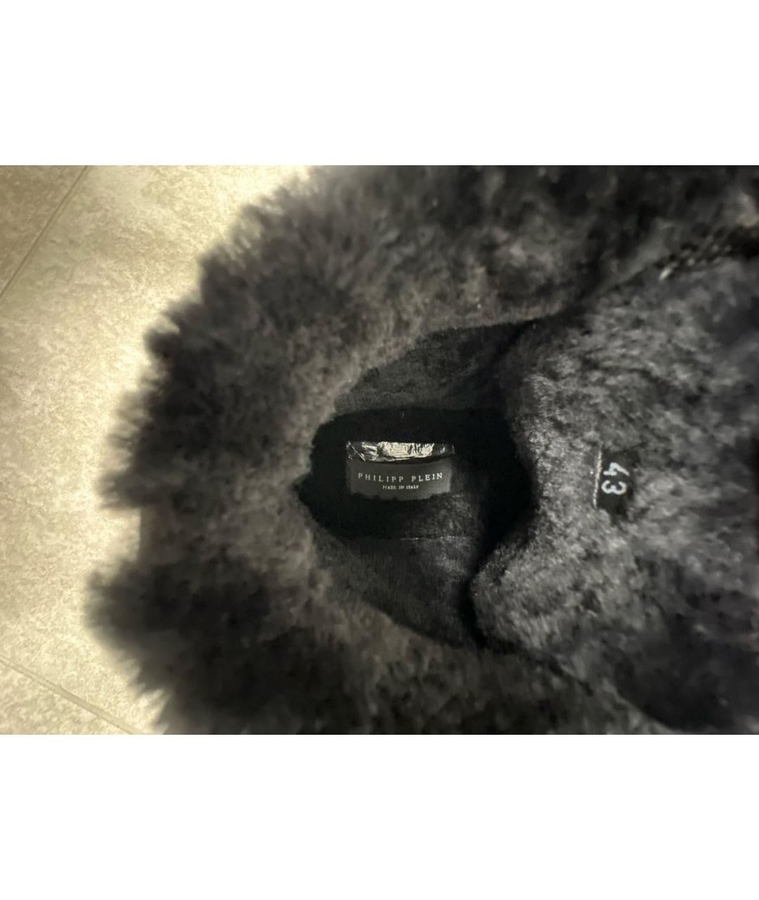 PHILIPP PLEIN Черные замшевые высокие кроссовки / кеды, фото 4