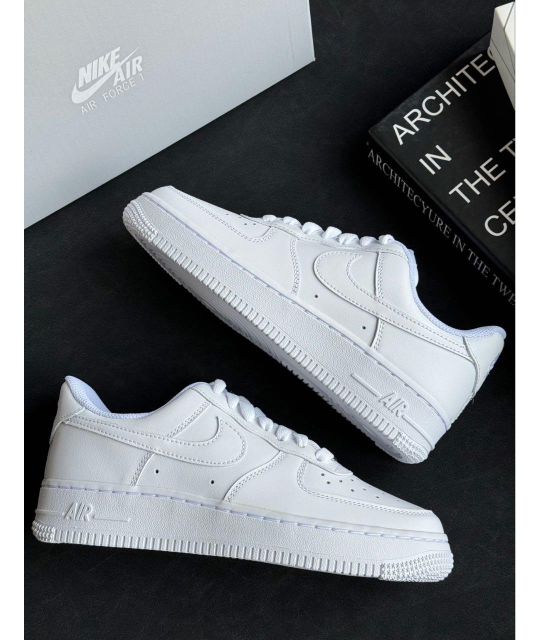 NIKE Белые кожаные низкие кроссовки / кеды, фото 5