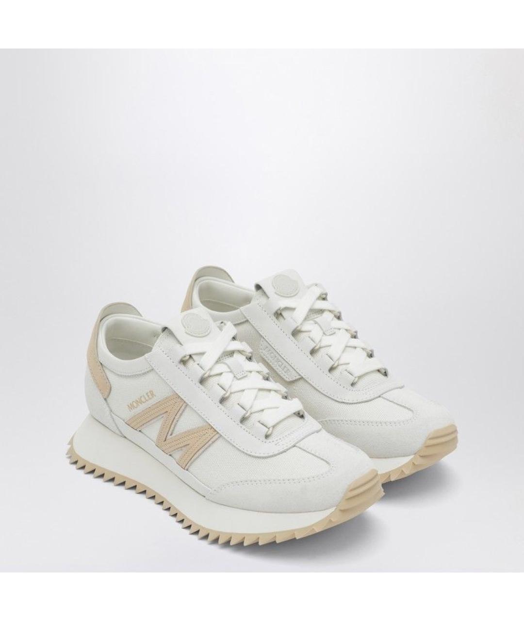MONCLER Белые кожаные кроссовки, фото 3