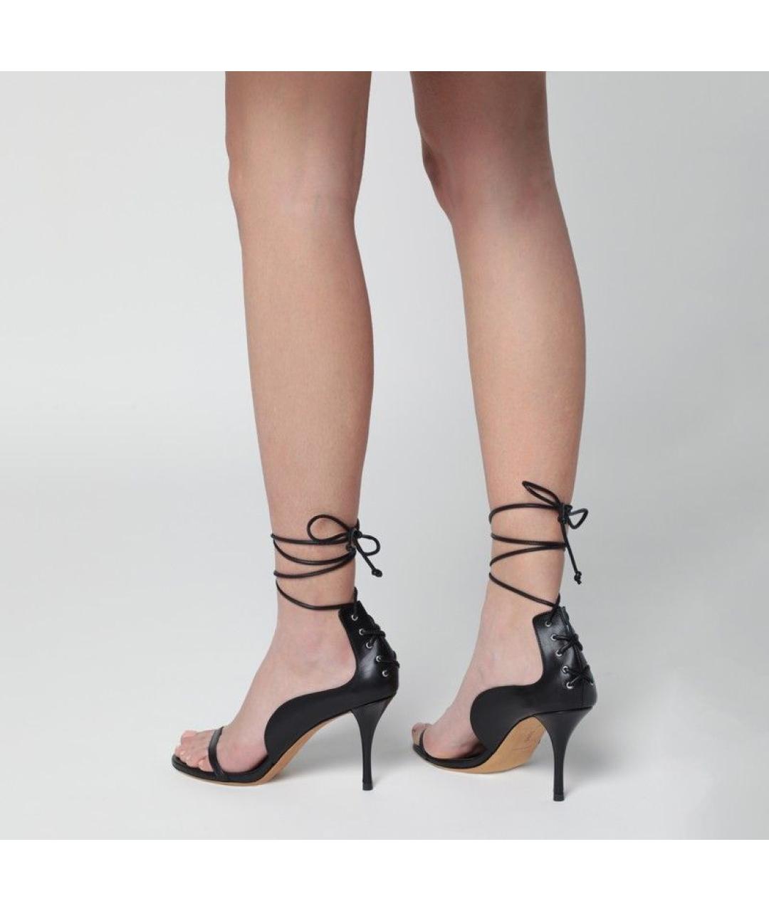 JUDE Черные кожаные босоножки, фото 2