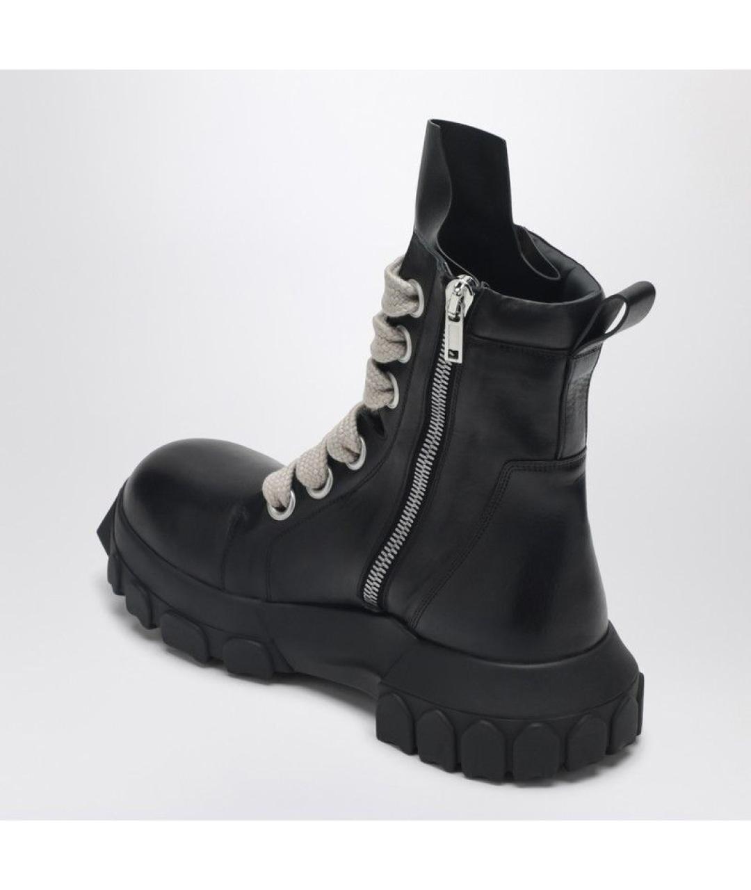 RICK OWENS Черные кожаные высокие ботинки, фото 2