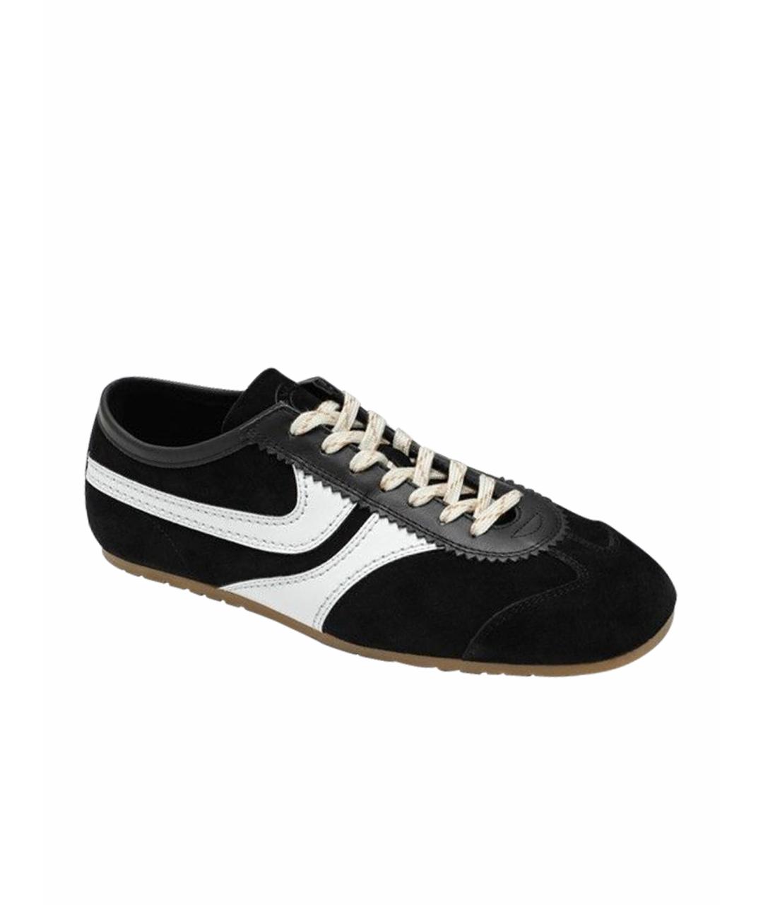 DRIES VAN NOTEN Черные кожаные низкие кроссовки / кеды, фото 1