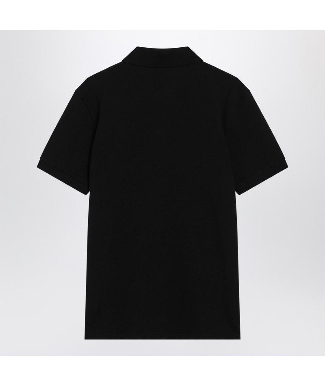 MONCLER Черное хлопковое поло с коротким рукавом, фото 2