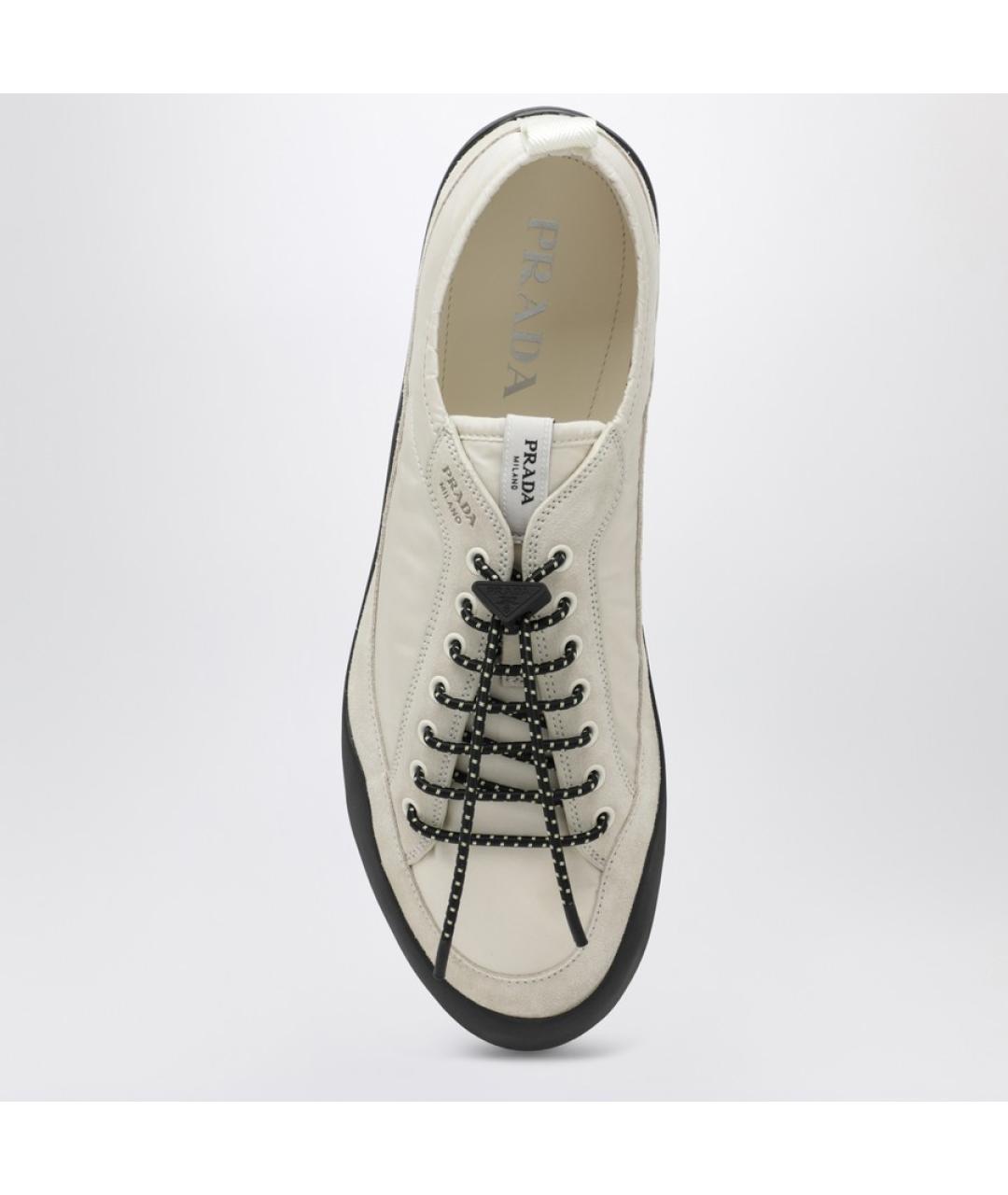 PRADA Бежевые текстильные низкие кроссовки / кеды, фото 4