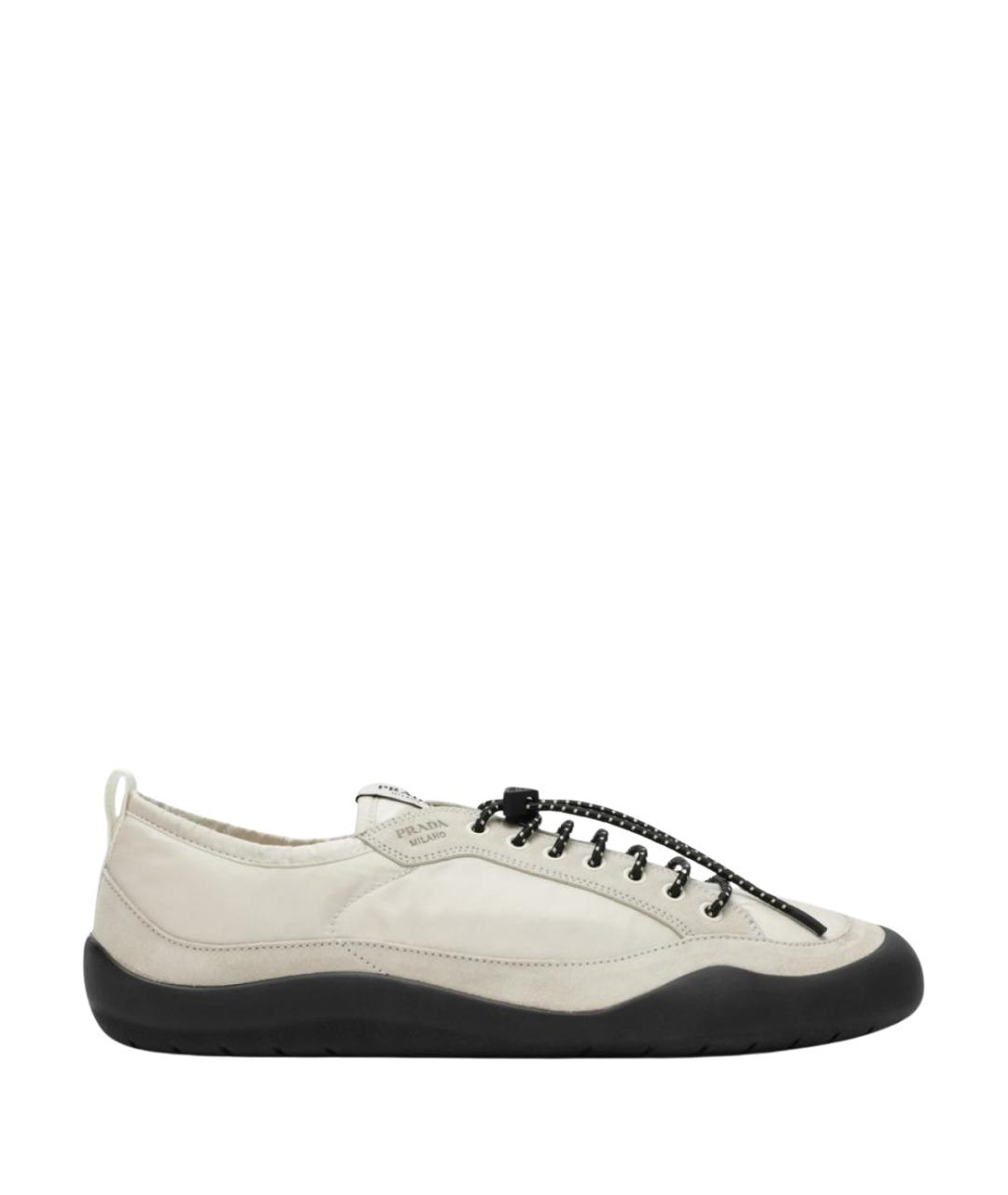 PRADA Бежевые текстильные низкие кроссовки / кеды, фото 1