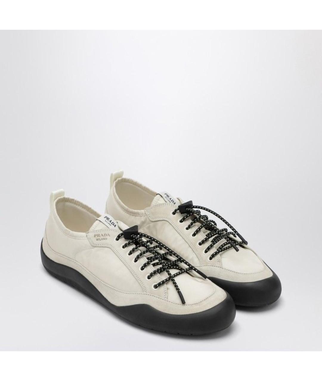 PRADA Бежевые текстильные низкие кроссовки / кеды, фото 2