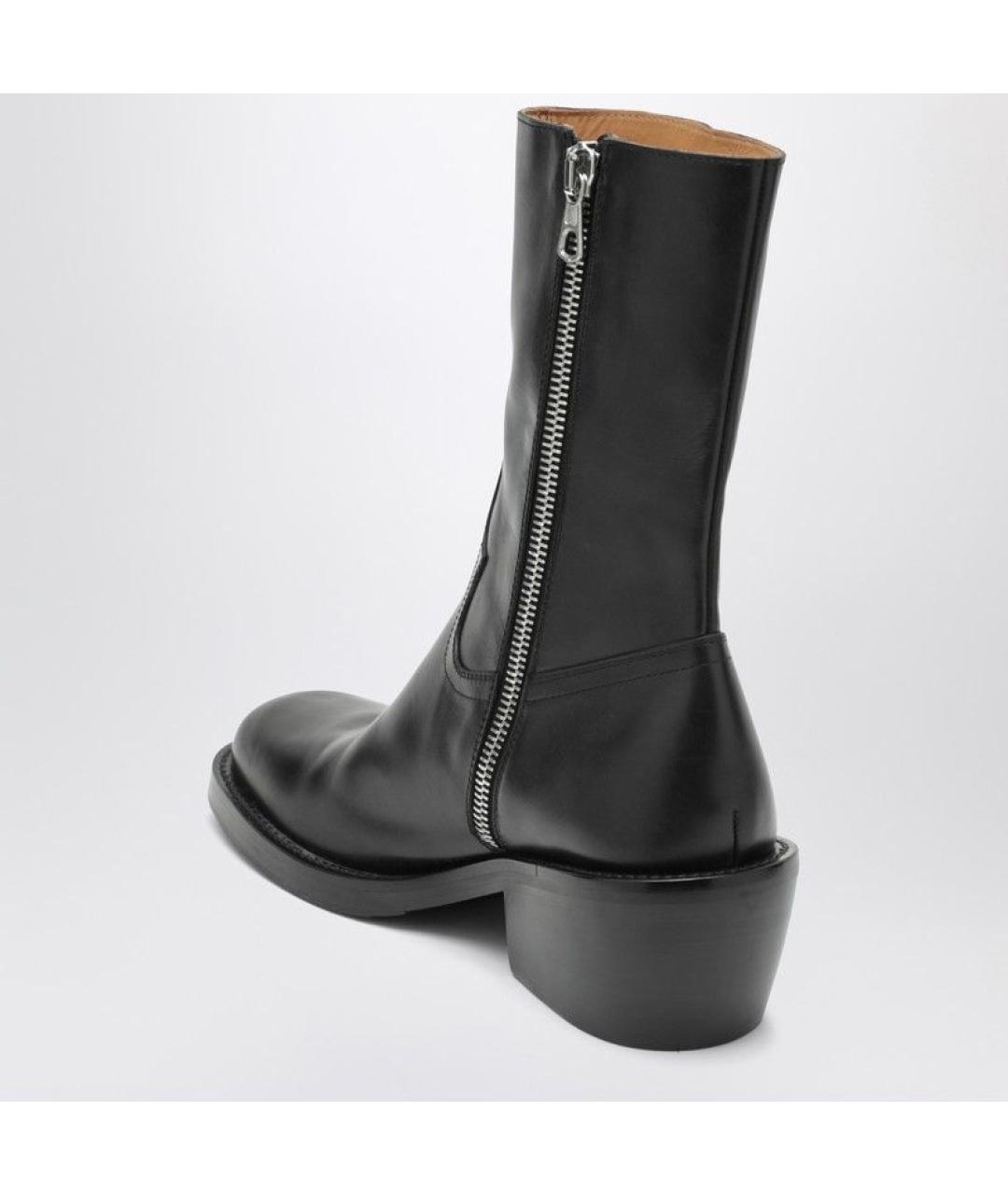 DRIES VAN NOTEN Черные кожаные высокие ботинки, фото 2