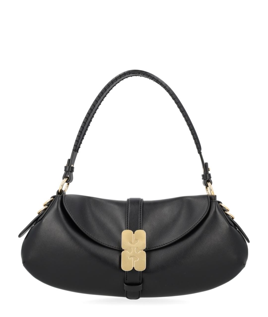 GANNI Черная кожаная сумка через плечо, фото 1