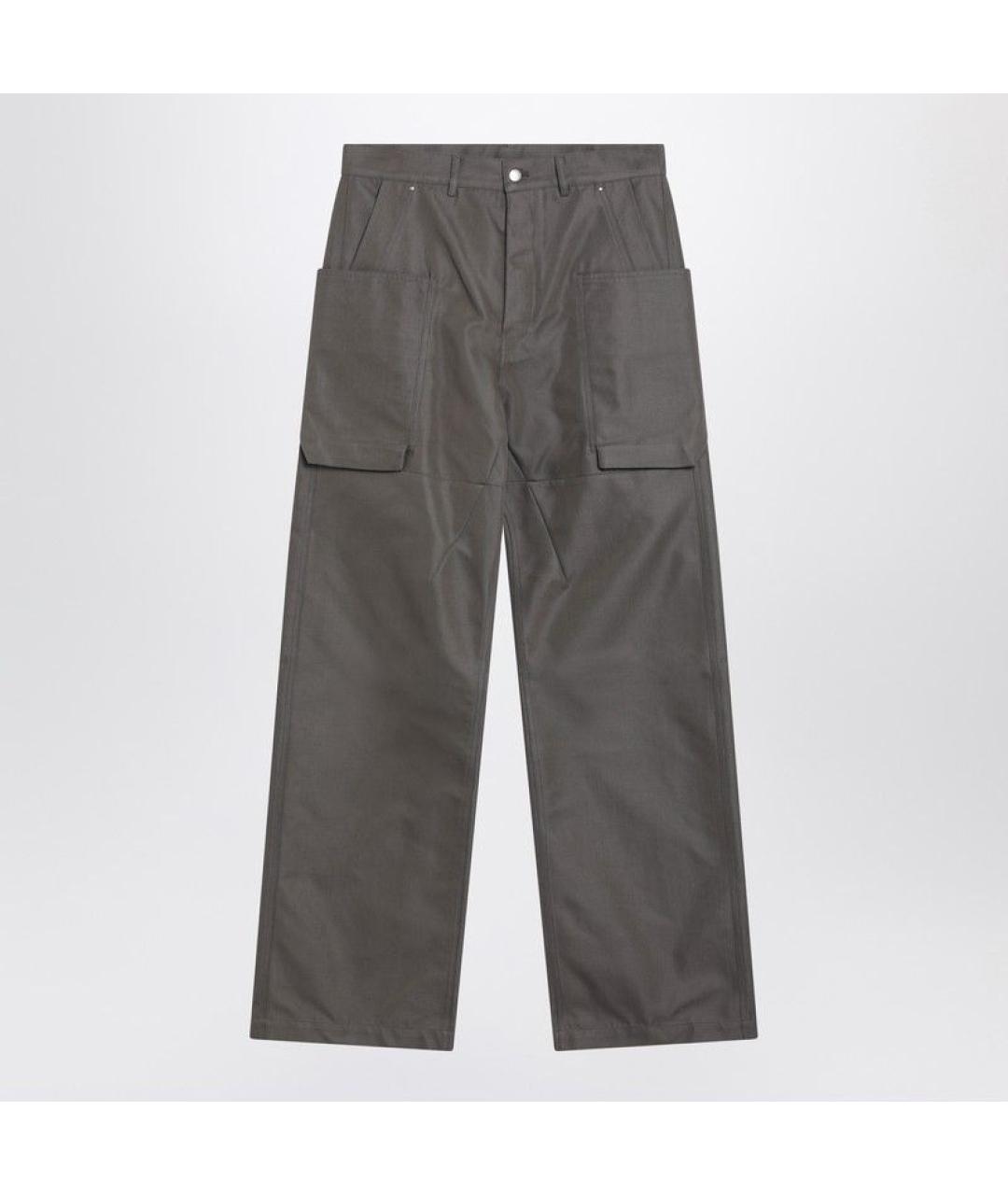 RICK OWENS Серые хлопковые повседневные брюки, фото 3