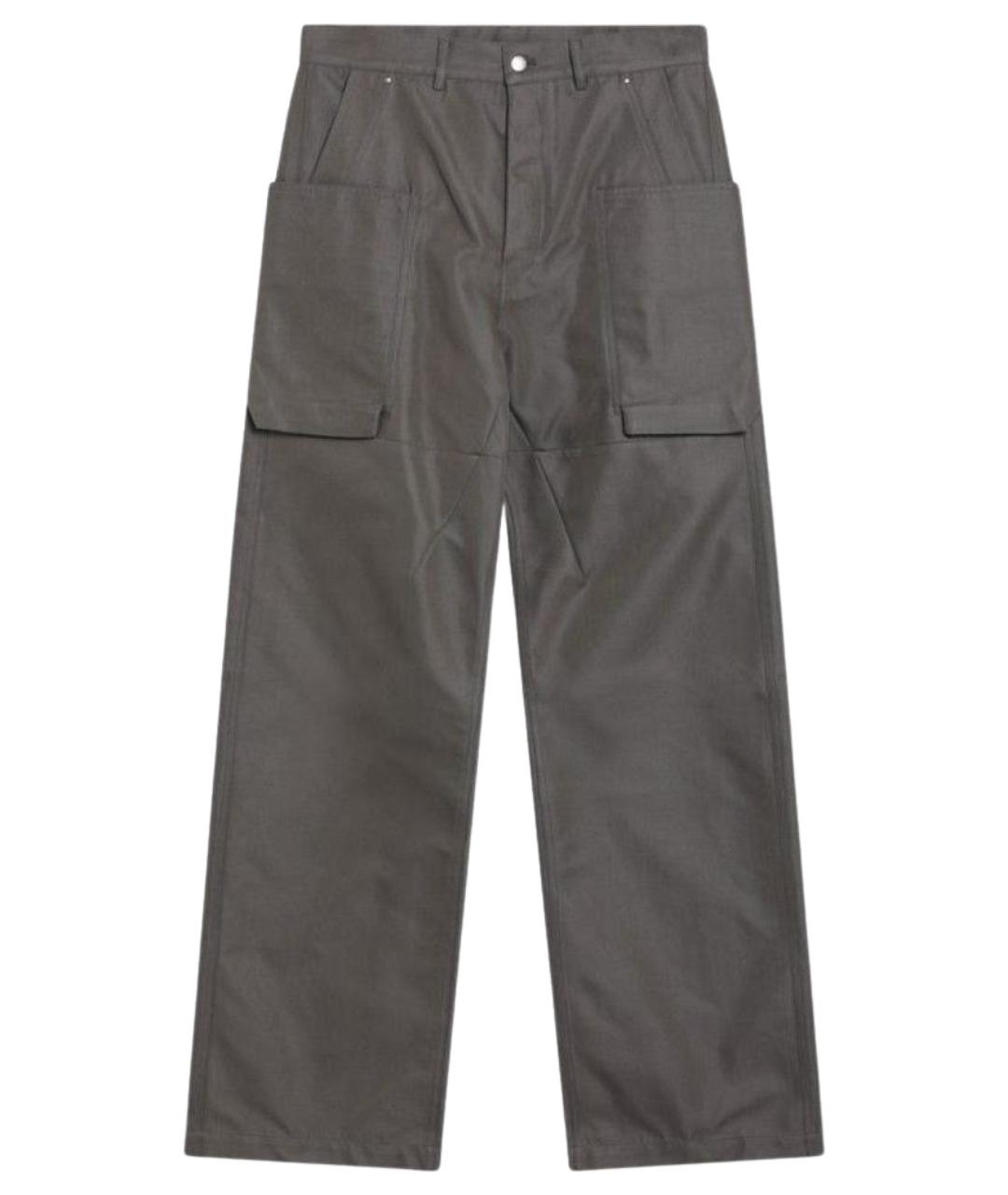 RICK OWENS Серые хлопковые повседневные брюки, фото 1