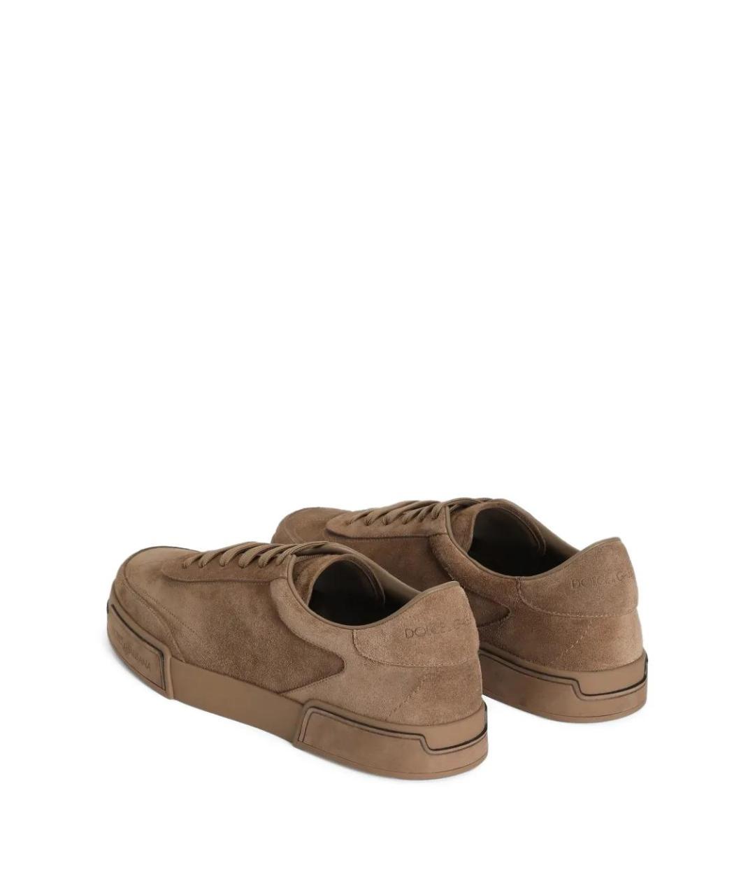 DOLCE&GABBANA Коричневые кожаные низкие кроссовки / кеды, фото 3