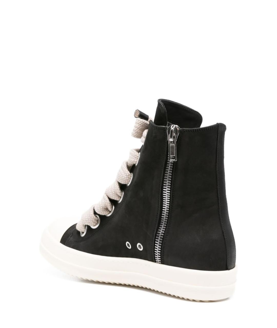 RICK OWENS Черные кожаные высокие кроссовки / кеды, фото 3