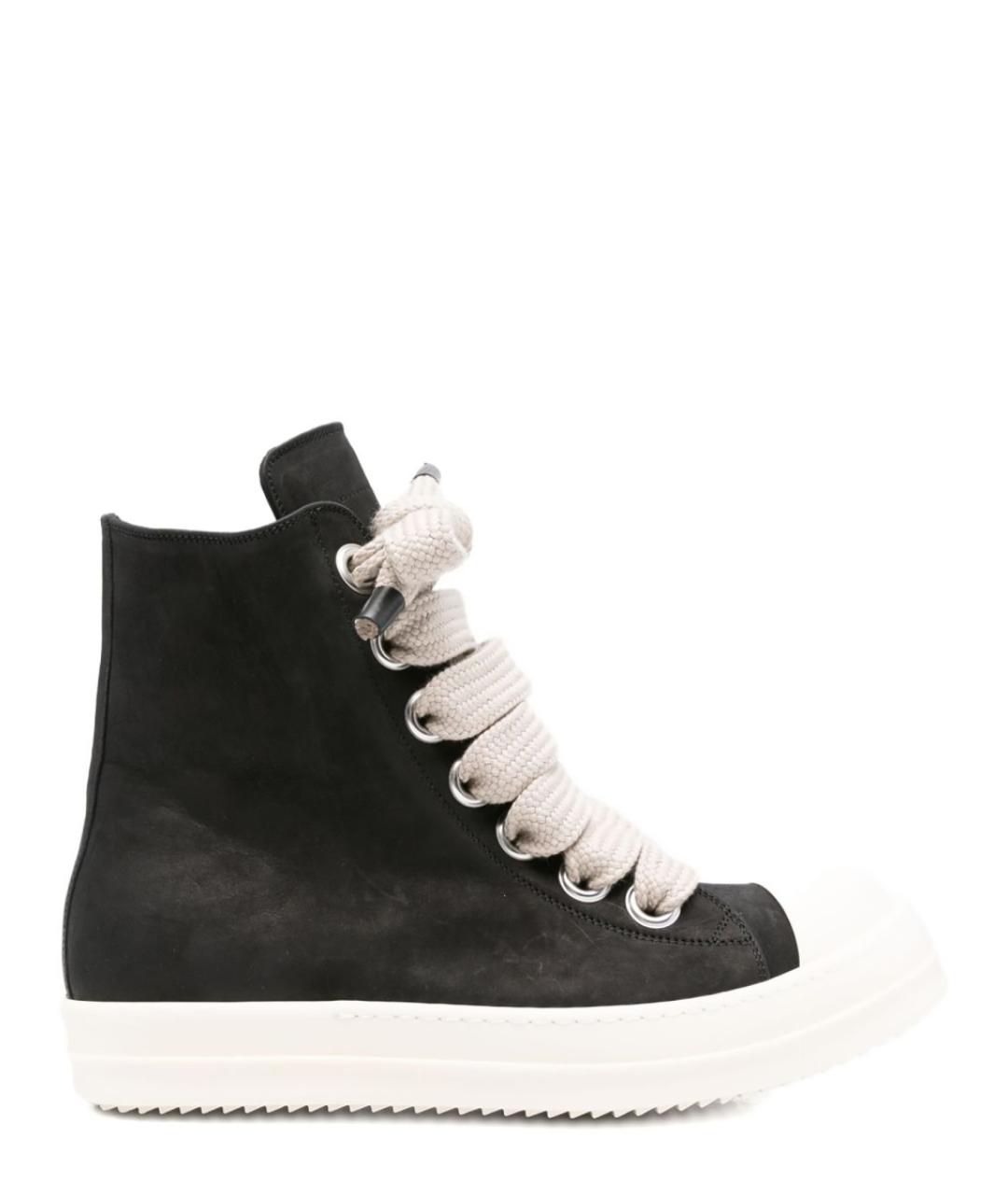 RICK OWENS Черные кожаные высокие кроссовки / кеды, фото 1