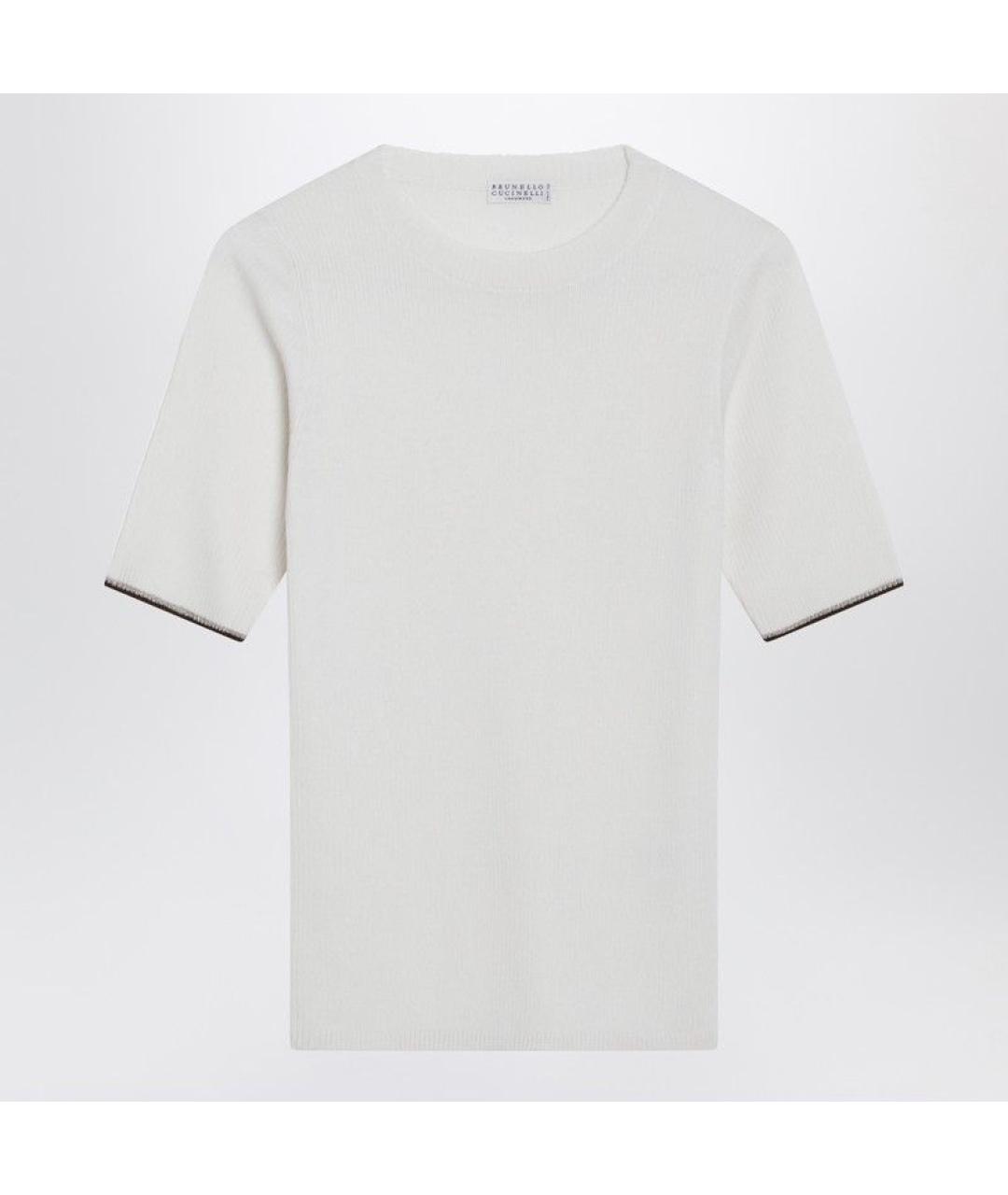 BRUNELLO CUCINELLI Белая кашемировая футболка, фото 3