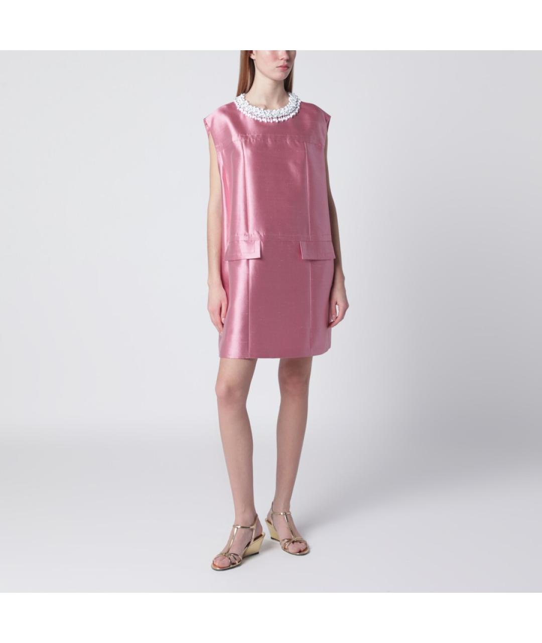 PRADA Розовое шерстяное коктейльное платье, фото 3