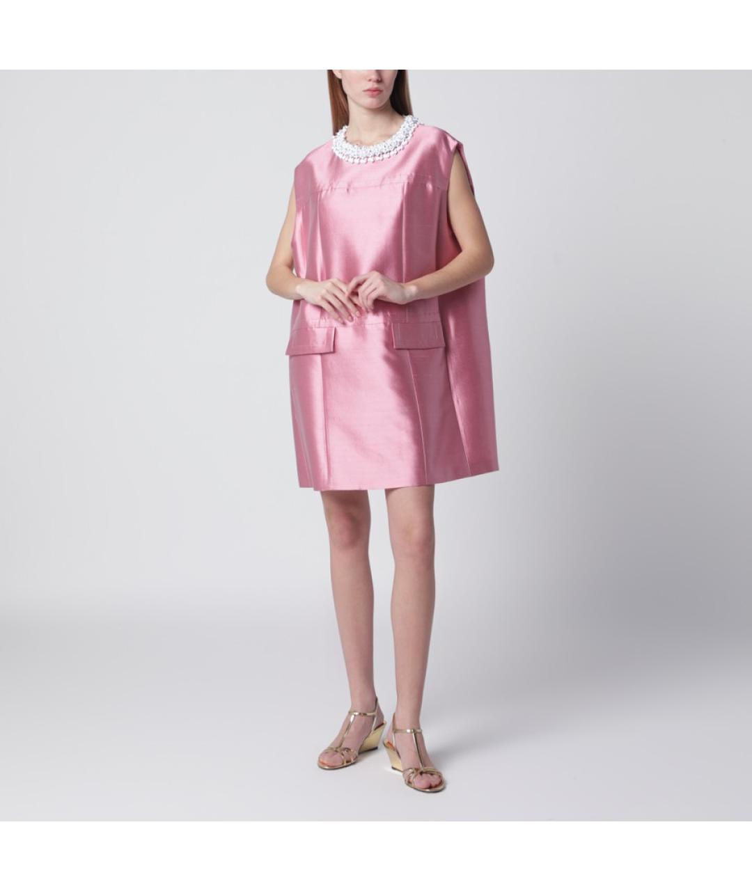 PRADA Розовое шерстяное коктейльное платье, фото 4