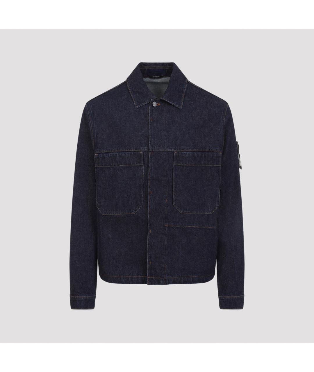 STONE ISLAND Темно-синяя хлопковая куртка, фото 2