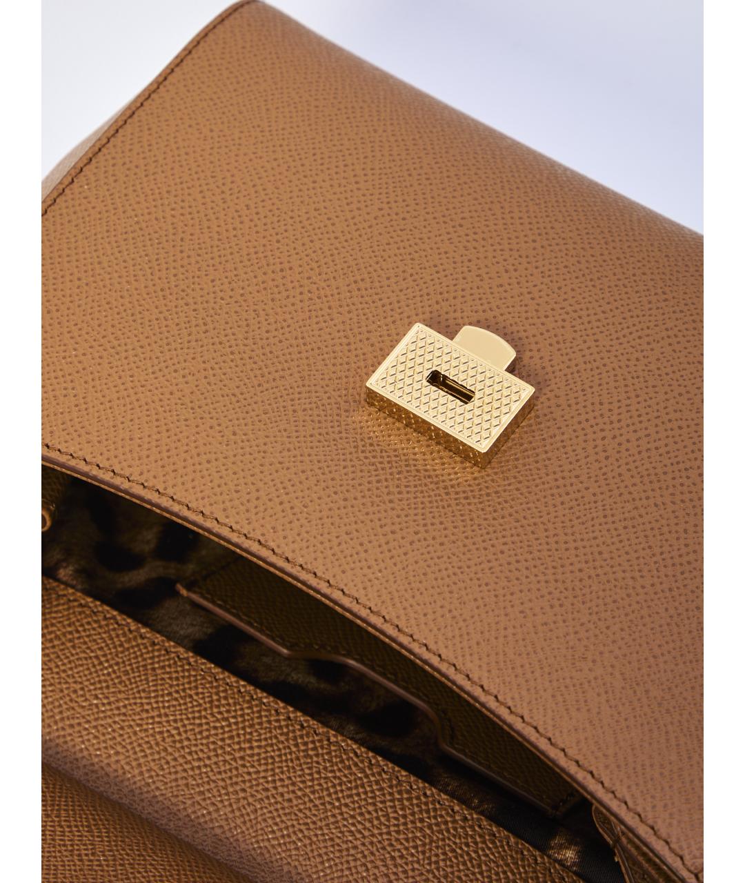 DOLCE&GABBANA Коричневая кожаная сумка с короткими ручками, фото 4