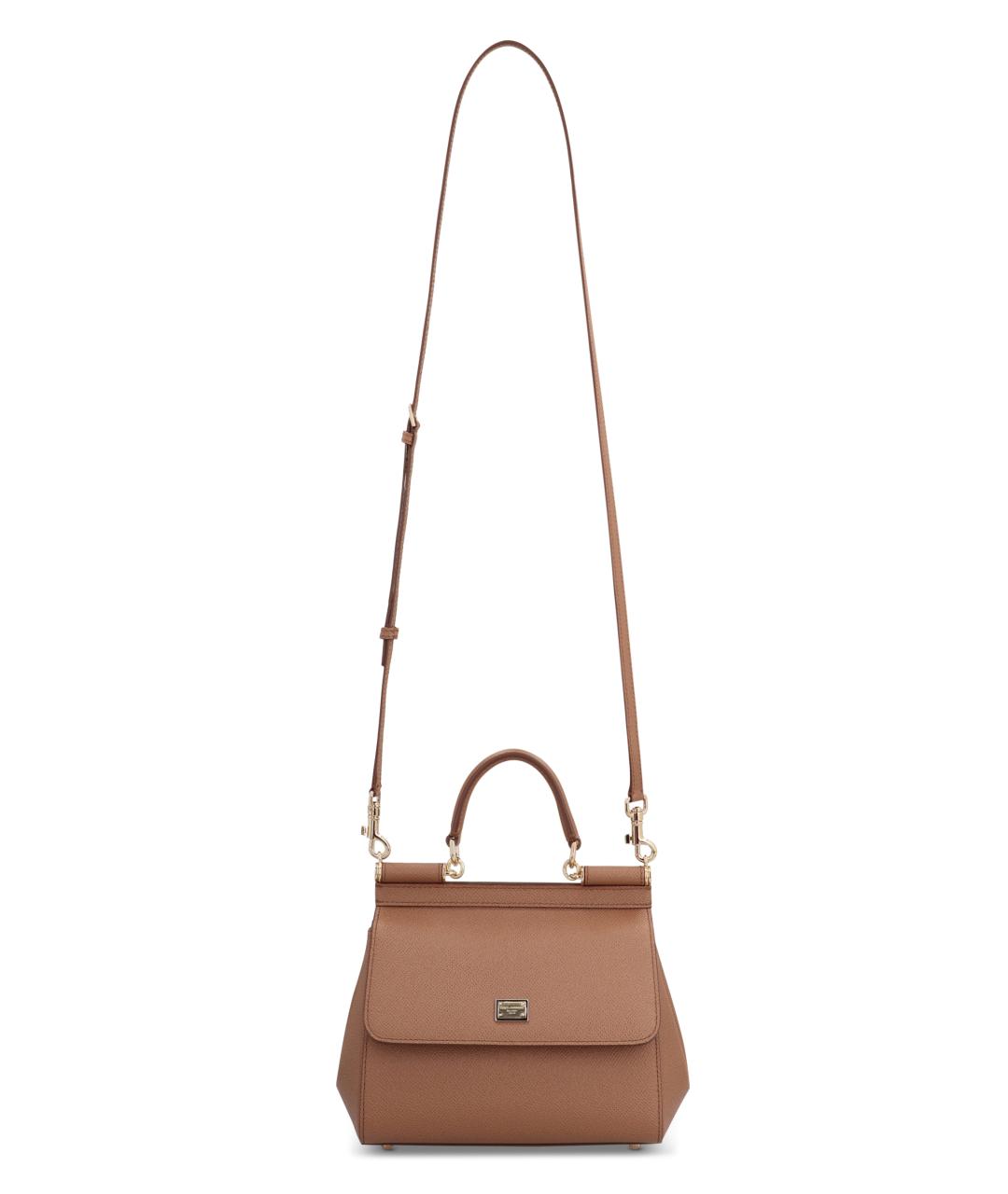 DOLCE&GABBANA Коричневая кожаная сумка с короткими ручками, фото 5