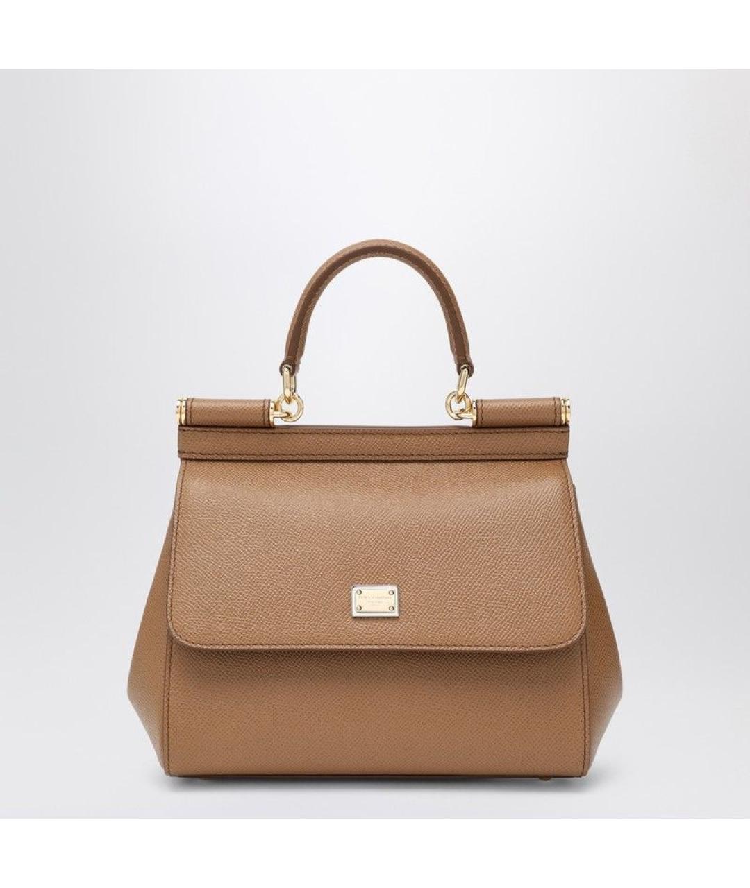 DOLCE&GABBANA Коричневая кожаная сумка с короткими ручками, фото 6