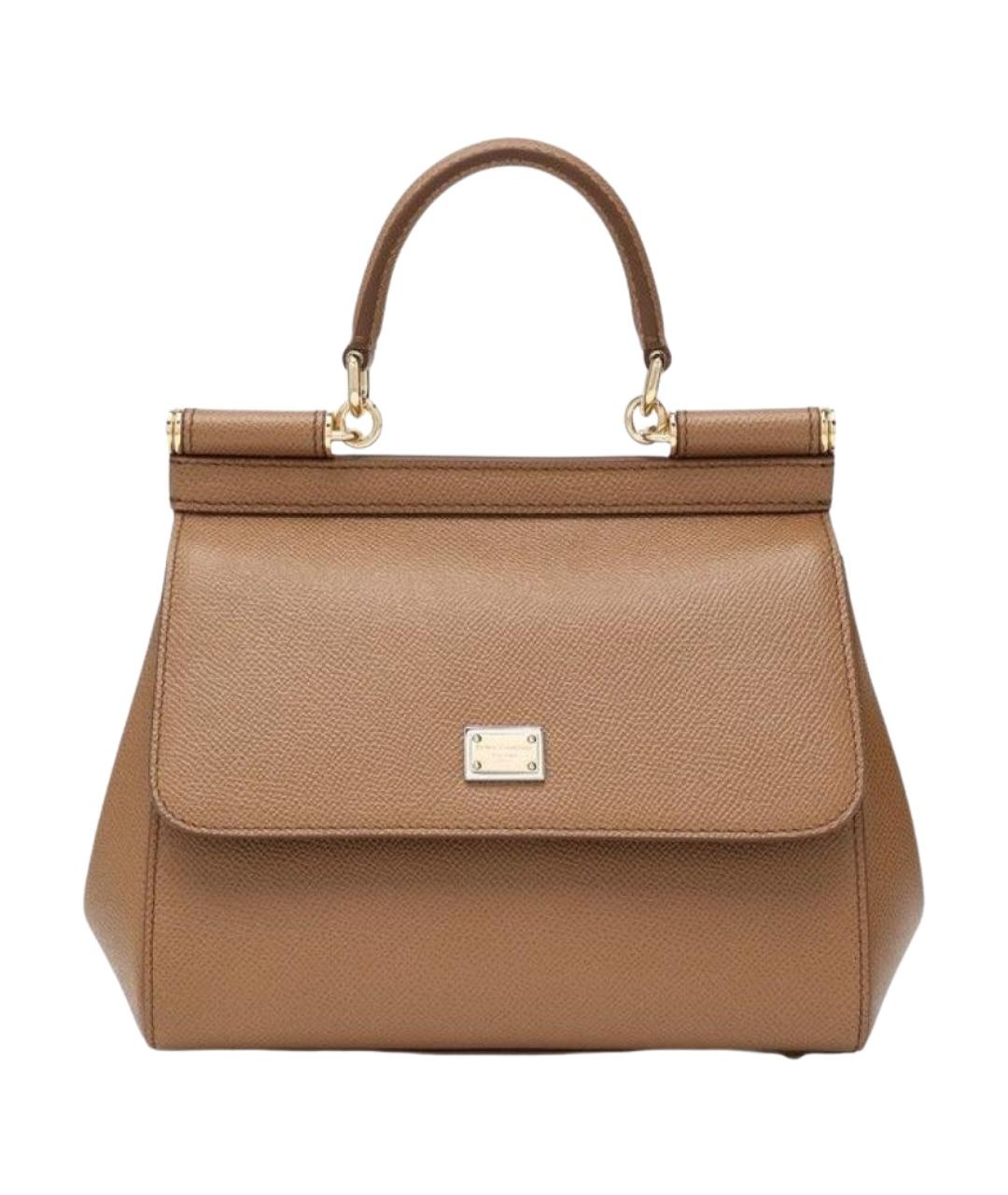 DOLCE&GABBANA Коричневая кожаная сумка с короткими ручками, фото 1