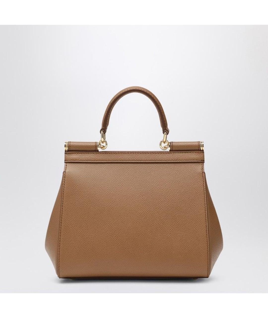 DOLCE&GABBANA Коричневая кожаная сумка с короткими ручками, фото 2